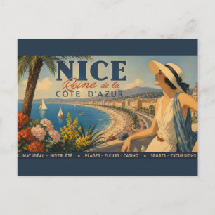 Vintage Nice Reine Cote D'Azur Postcard