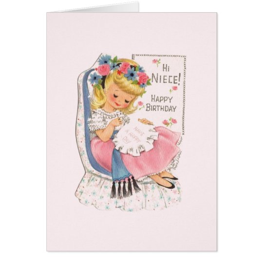 Vintage Niece Cross Stitch Birthday Card