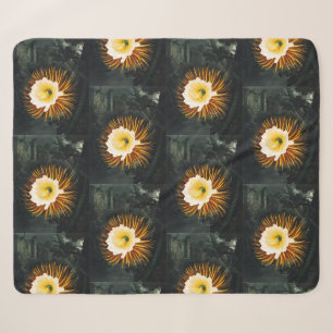 Vintage Night-Blowing Cereus Gothic Art Sherpa Blanket