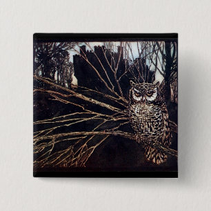 Vintage Night Owl Rackham 15 Cm Square Badge