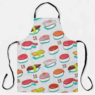 Vintage nigiri sushi, doodle pattern apron