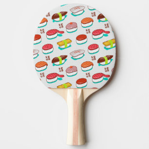 Vintage nigiri sushi, doodle pattern ping pong paddle