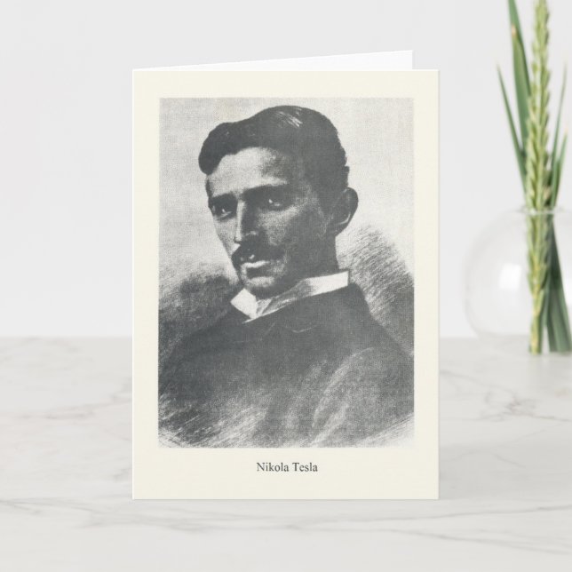 Vintage Nikola Tesla Portrait Note Card (Front)