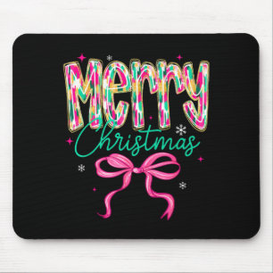 Vintage Nk Merry Christmas Coquette Bow Girl Women Mouse Pad