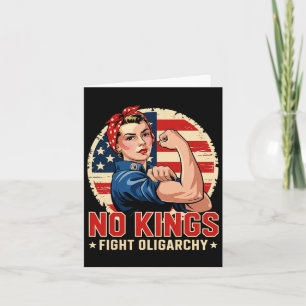 Vintage No Kings Fight Oligarchy America Flag Wome Card