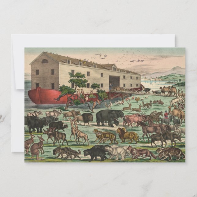 Vintage Noah's Ark Holiday Card (Front)