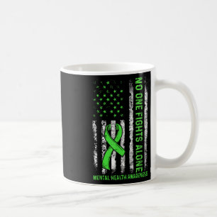 Vintage Nobody Fights Alone Mental Health Awarenes Coffee Mug