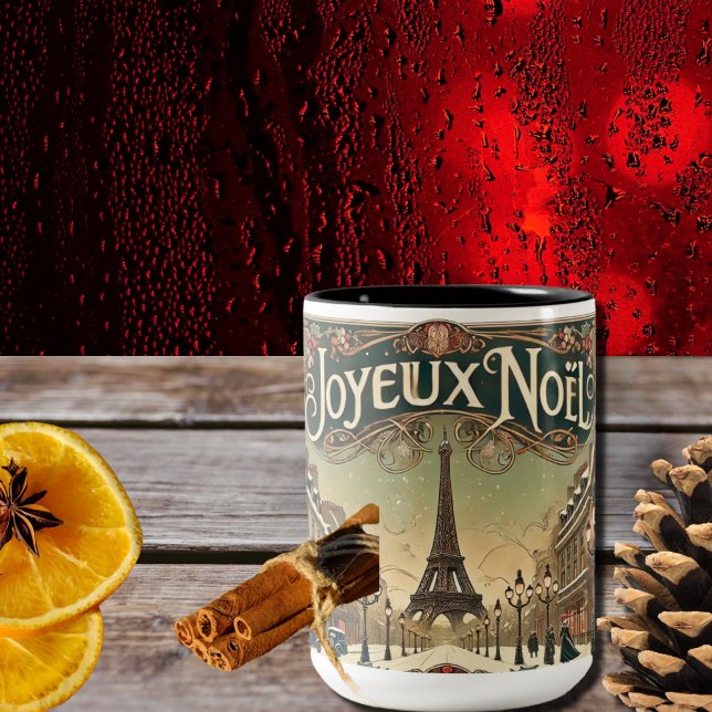 Vintage Noel in Paris  Two-Tone Coffee Mug (Creator Uploaded)