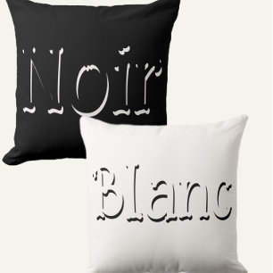 Vintage Noir & Blanc Script black & white Cushion