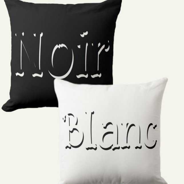 Vintage Noir & Blanc Script black & white Cushion (Creator Uploaded)