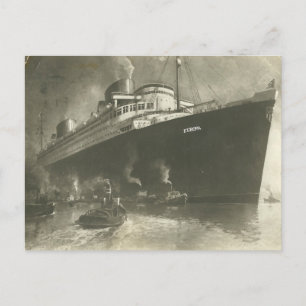 Vintage Norddeutsche Lloyd D. Europa Cargo ship Postcard