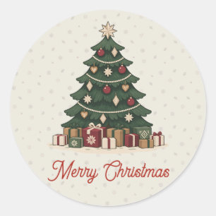 Vintage Nordic Christmas Tree Holiday Party Classic Round Sticker