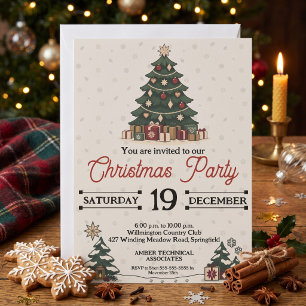 Vintage Nordic Christmas Tree Holiday Party Invitation