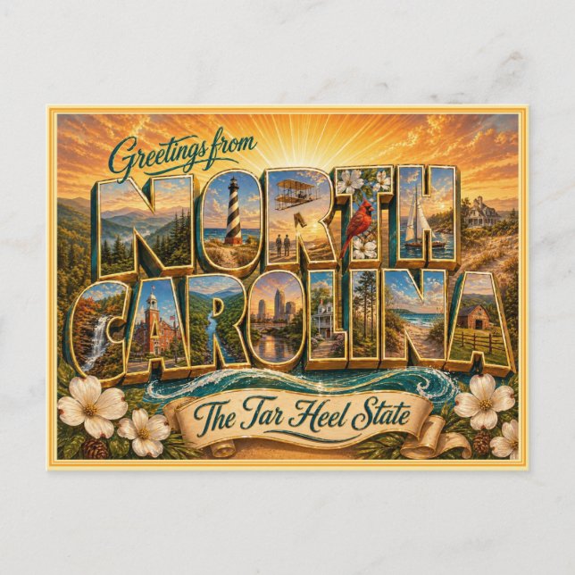Vintage North Carolina Greeting From Postcard (Front)
