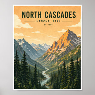 Vintage North Cascades National Park Travel Poster