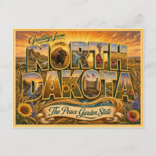 Vintage North Dakota Greeting From Postcard