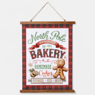 Vintage North Pole Bakery Christmas Sign Hanging Tapestry