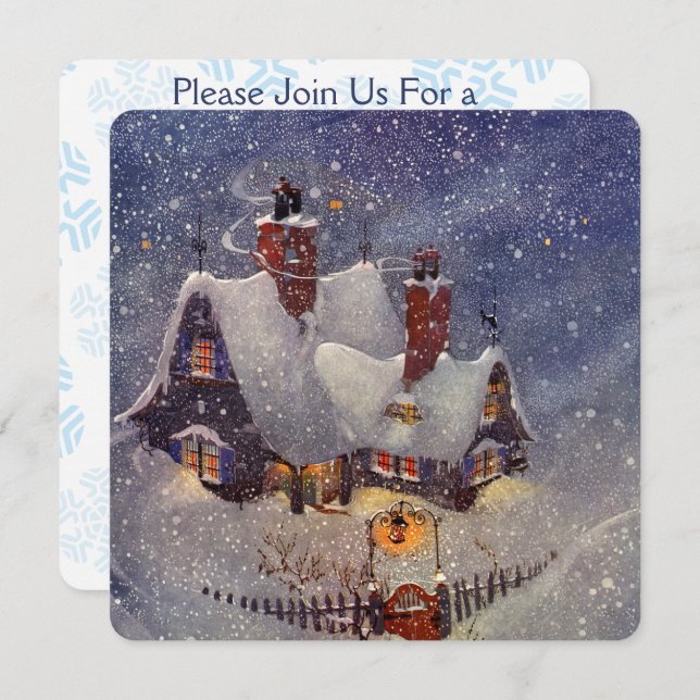 Vintage North Pole Christmas Party Invitation (Front/Back)