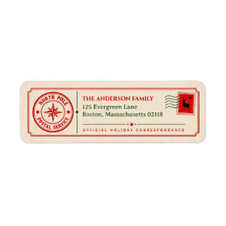Vintage North Pole Christmas Return Address