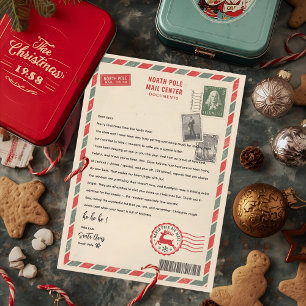 Vintage North Pole Mail Center Personalized Santa Invitation