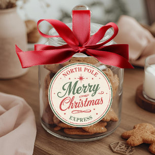 Vintage North Pole Merry Christmas Express  Classic Round Sticker
