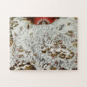 Vintage North Pole Old Antique Map World Jigsaw Puzzle