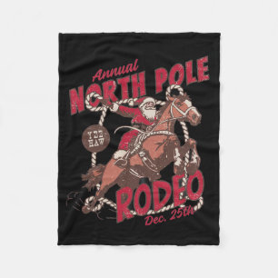 Vintage North Pole Rodeo Cowboy Santa Country Chri Fleece Blanket
