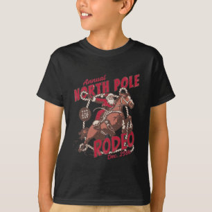 Vintage North Pole Rodeo Cowboy Santa Country Chri T-Shirt