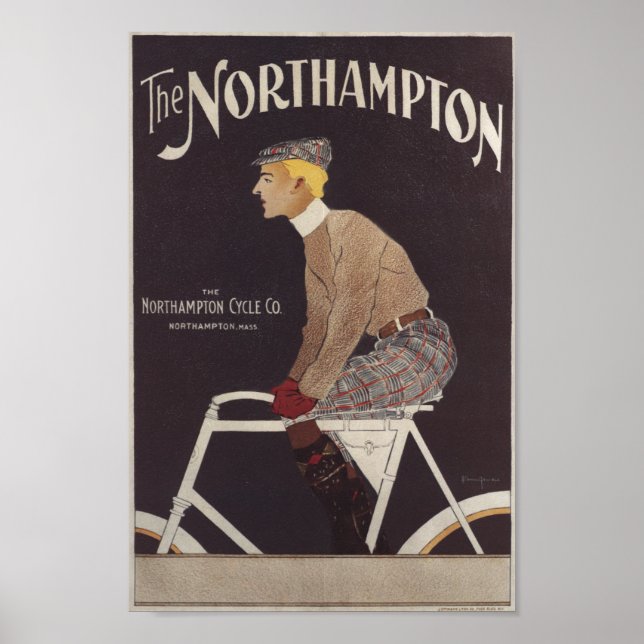 Vintage Northampton Bicycle Ad Art Poster (Front)