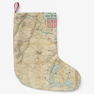 Vintage Northern Virginia Civil War Map (1862) Small Christmas Stocking