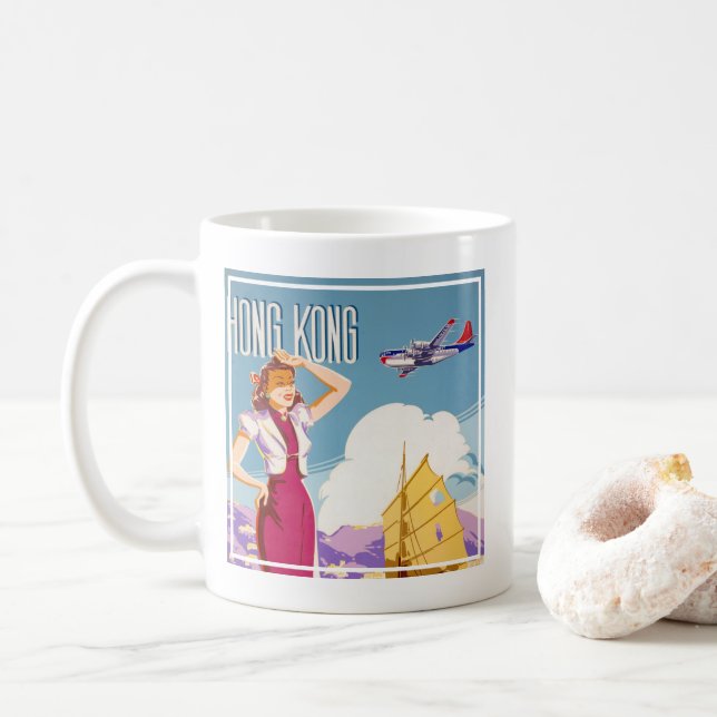 Vintage Northwest Airlines Advertising Poster Coffee Mug (With Donut)