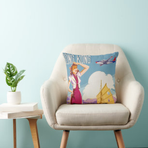 Vintage Northwest Airlines Advertising Poster Cushion