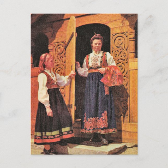 Vintage Norway, Ladies in traditional costume Postcard (Front)