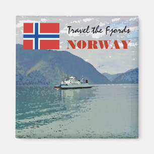 Vintage Norway Scandinavia Fjords travel souvenir Magnet