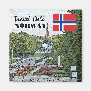 Vintage Norway Scandinavia Oslo Vigeland travel Magnet