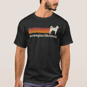 Vintage Norwegian Elkhound Retro Mum Dad Dog T-Shirt