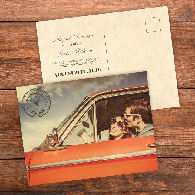 Vintage nostalgic wedding  invitation postcard (Creator Uploaded)