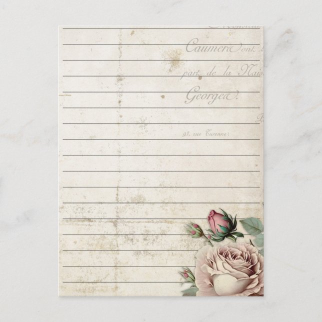 Vintage Notepad Lined Floral Paper Postcard (Front)