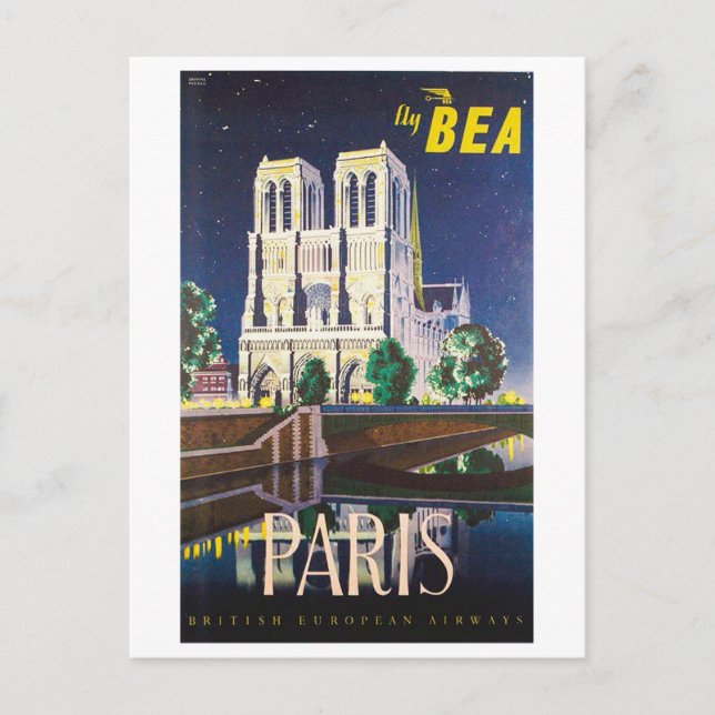 Vintage Notre Dame Cathedral Paris BEA London Postcard (Front)