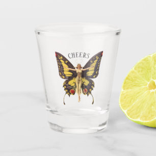 Vintage Nouveau Butterfly Flapper Cheers Shot Glass