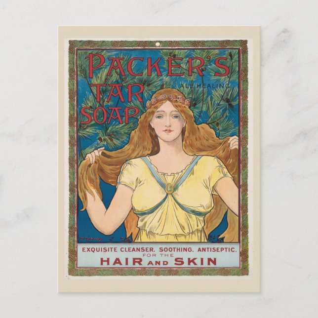Vintage Nouveau Hair Product Soap Postcard (Front)