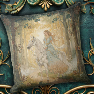 Vintage Nouveau Maiden Riding Cushion