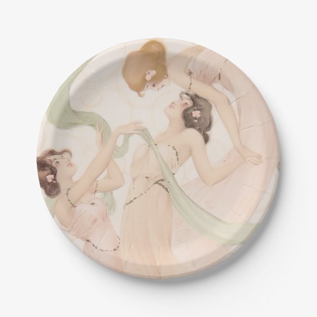 Vintage Nouveau Mayflies Bridal Shower Paper Plate (Front)