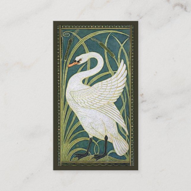 Vintage Nouveau Swan Business Card (Front)