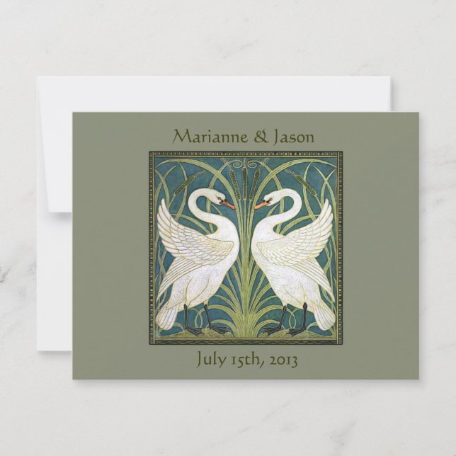 Vintage Nouveau Swans Wedding Invitation 2 (Front)