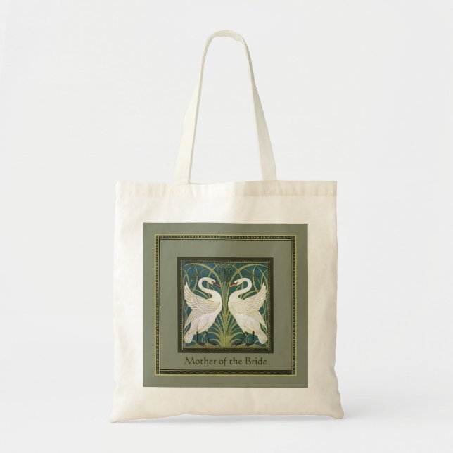 Vintage Nouveau Swans Wedding Party Keepsake Tote (Front)