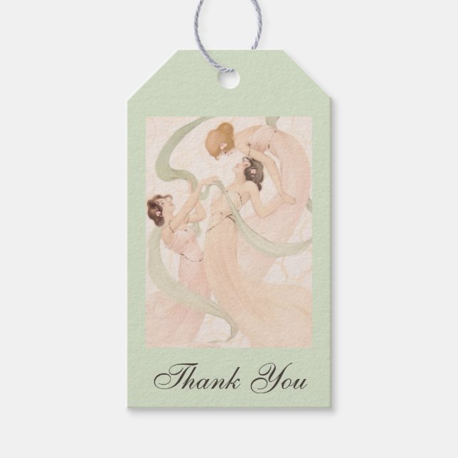 Vintage Nouveau Thank You Gift Tags (Front)