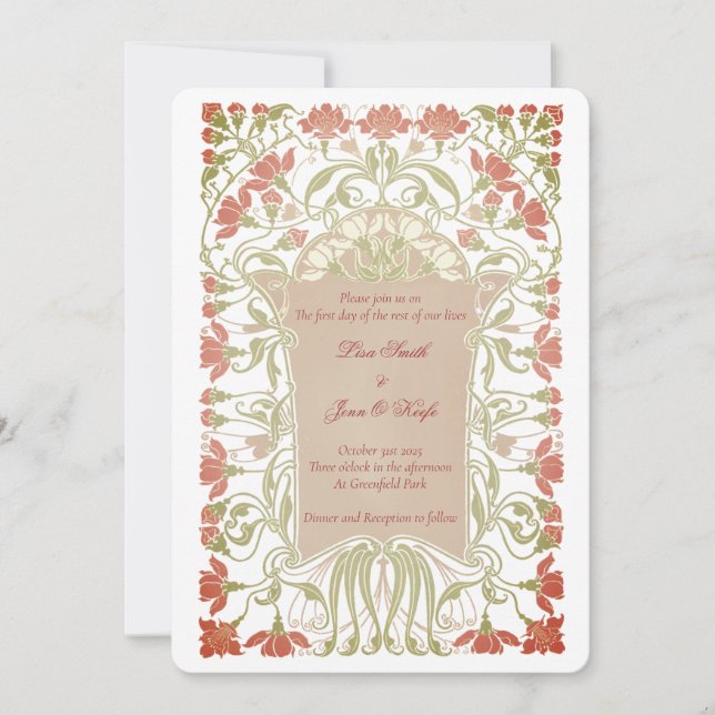 Vintage Nouveau  Wedding Invitations (Front)