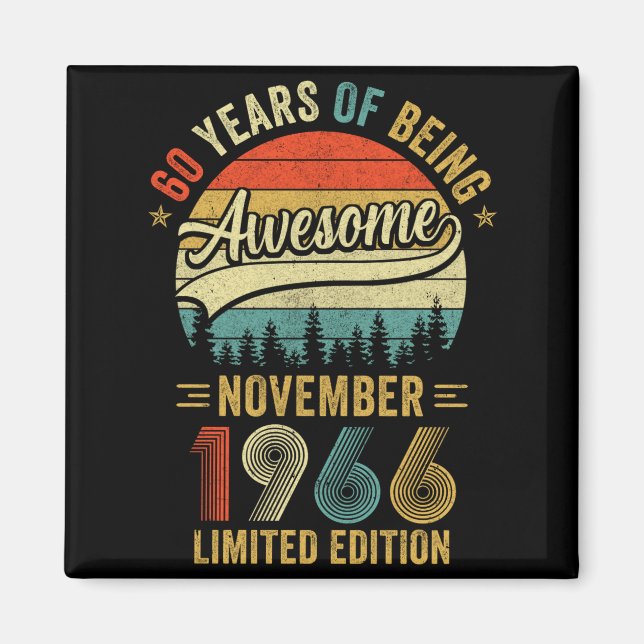 Vintage November 1966 60 Years Design Magnet (Front)