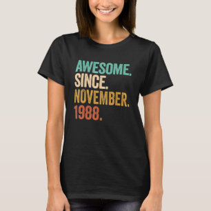 Vintage November 1988 34 Years Old Boy 34th Birthd T-Shirt